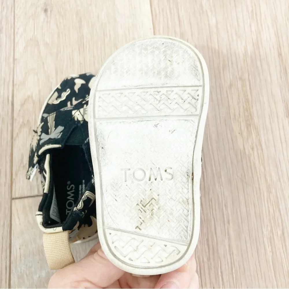 TOMS Kids Black and Cream Dino Shoes